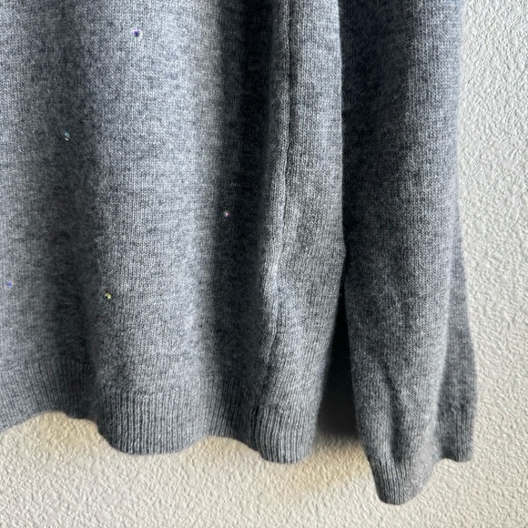 Bartolini Turtleneck Sweater Wool Cashmere Rhinestone Sparkle Holiday Gray L NWT - Picture 7 of 12